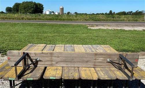 Vintage German Beer Garden Folding Bench, Collapsible Industrial Wood Seat A36