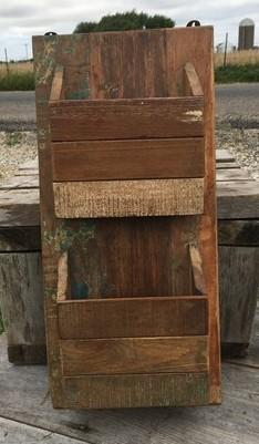 Wood Mail Letter Holder, Rustic Mail Sorter Organizer, Farmhouse Bill Caddy A