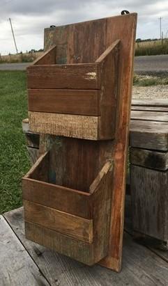 Wood Mail Letter Holder, Rustic Mail Sorter Organizer, Farmhouse Bill Caddy A