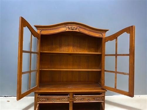 China Hutch Cabinet with Drawer, Display Cabinet, Kitchen Cupboard, Walnut