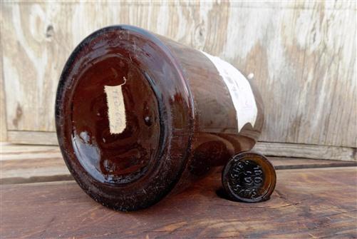 Brown Glass Apothecary Jar, Pharmacy Druggist Medicine Bottle, Glass Stopper M,