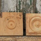 4 Plinth Blocks, Antique Bullseye Rosettes, Architectural Salvage, Wood Trim A41