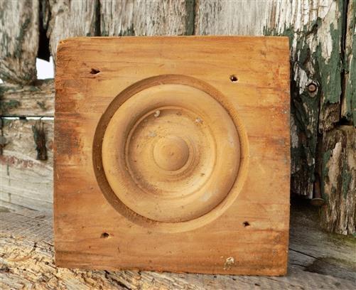 4 Plinth Blocks, Antique Bullseye Rosettes, Architectural Salvage, Wood Trim A41