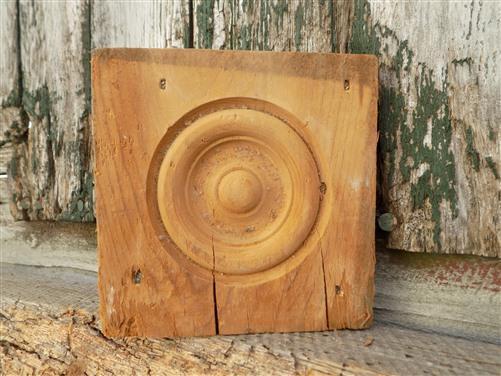 4 Plinth Blocks, Antique Bullseye Rosettes, Architectural Salvage, Wood Trim A41