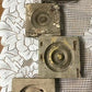 4 Plinth Blocks, Antique Bullseye Rosettes, Architectural Salvage, Wood Trim A47