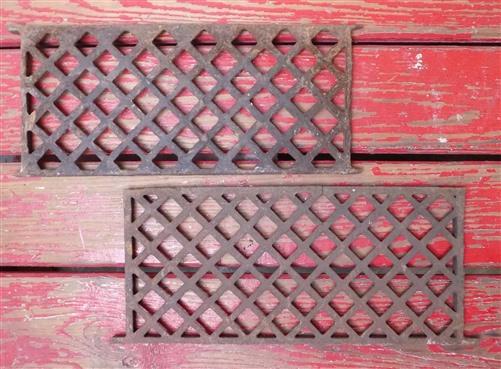 2 Flat Cast Iron Grates Fretwork Vent Cover Air Return Architectural Salvage A16