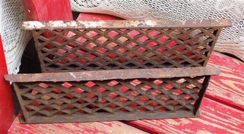 2 Flat Cast Iron Grates Fretwork Vent Cover Air Return Architectural Salvage A16