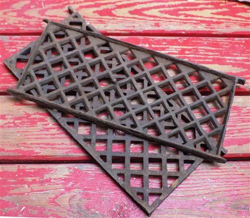 2 Flat Cast Iron Grates Fretwork Vent Cover Air Return Architectural Salvage A16