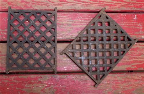 2 Flat Cast Iron Grates Fretwork Vent Cover Air Return Architectural Salvage A18