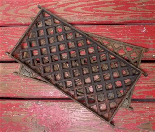 2 Flat Cast Iron Grates Fretwork Vent Cover Air Return Architectural Salvage A5