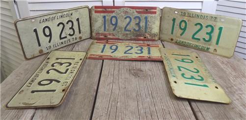 1976 1977 1978 Pairs Illinois Car License Plates 19 231, Consecutive Years,