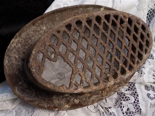 Ornamental Cast Iron Vent, Architectural Salvage, Decorative Sunken Grate C,