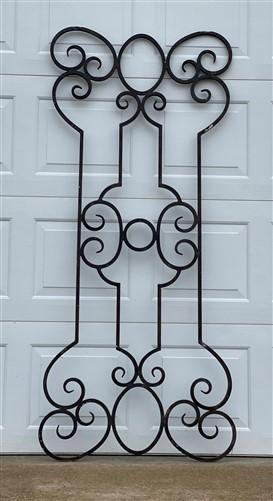 Vintage Wrought Iron Wall Hanging, Panel Decorative Scroll Art, Iron Door Insert