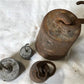 Round Hanging Small Scale Weights, Vintage Metal Industrial Fairbanks Morse A66,