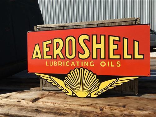 Aeroshell Lubricating Oil Sign, Metal Porcelain Advertising Sign, Gas Station B,
