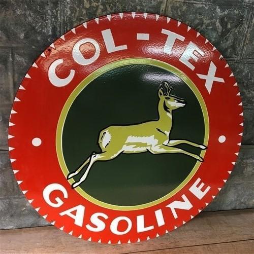 Col-Tex Gasoline Sign, Metal Porcelain Advertising Sign, Gas Station Sign,