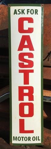 Castrol Motor Oil Sign, Mental Porcelain Advertising Sign, Ask for Castrol Oil A