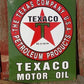 Texaco Motor Oil Sign, Metal Porcelain Advertising Sign, Gas Station Pump A.