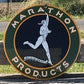 Marathon Products Sign, Metal Porcelain Advertising Sign, Gas Petroleum B