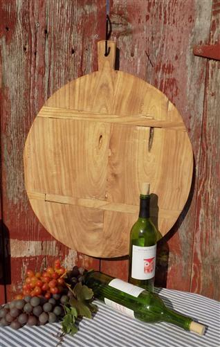 Round Wooden Bread Board, French Cutting Board, Rustic Chopping Board D96,