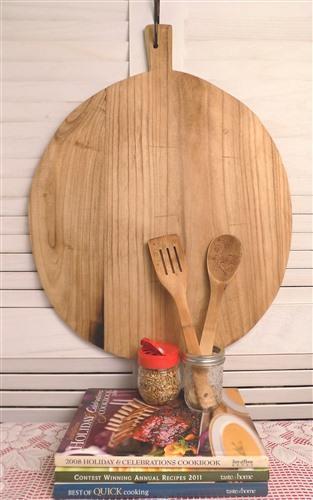 Round Wooden Bread Board, French Cutting Board, Rustic Chopping Board E4,