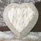 White Wood Heart Bread Dough Bowl, Rustic French Country Carved Centerpiece O