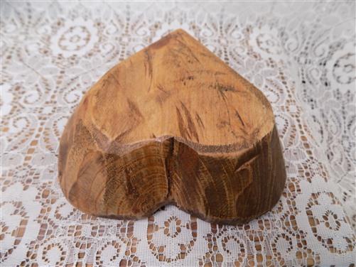 Mini Wooden Heart Bread Dough Bowl, Rustic French Country Carved Centerpiece F,