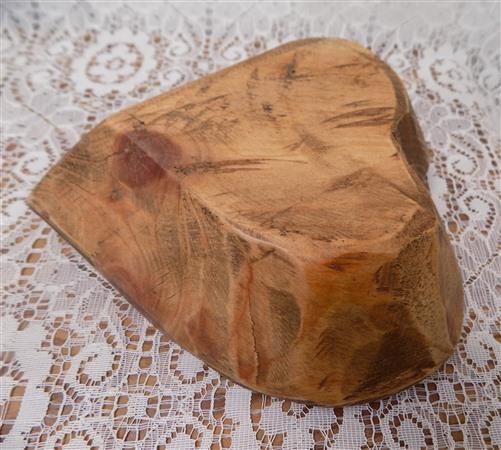 Mini Wooden Heart Bread Dough Bowl, Rustic French Country Carved Centerpiece F,