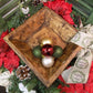 Square Wooden Bread Dough Bowl, Rustic French Country Carved Centerpiece C,