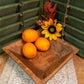 Square Wooden Bread Dough Bowl, Rustic French Country Carved Centerpiece D,