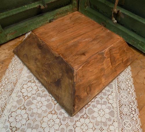 Square Wooden Bread Dough Bowl, Rustic French Country Carved Centerpiece D,