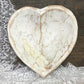 White Wood Heart Bread Dough Bowl, Rustic French Country Carved Centerpiece T