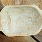Aqua Blue Green Wood Bowl, Rustic Farmhouse Decor, Mini Carved Bread Bowl D