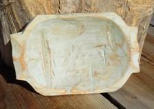 Aqua Blue Green Wood Bowl, Rustic Farmhouse Decor, Mini Carved Bread Bowl D
