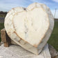 White Wood Heart Bread Dough Bowl, Rustic French Country Carved Centerpiece A4