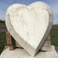 White Wood Heart Bread Dough Bowl, Rustic French Country Carved Centerpiece A6