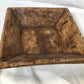 Square Wooden Bread Dough Bowl, Rustic French Country Carved Centerpiece J,