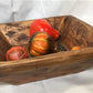 Square Wooden Bread Dough Bowl, Rustic French Country Carved Centerpiece L,