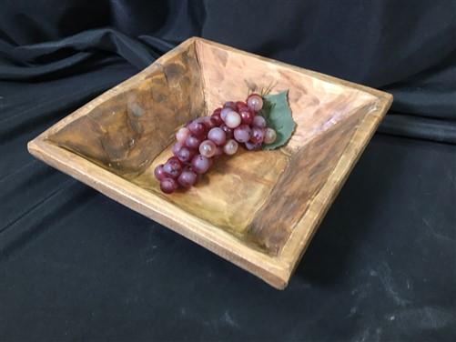 Square Wooden Bread Dough Bowl, Rustic French Country Carved Centerpiece N,