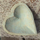 Seafoam Blue Green Mini Wood Heart Bowl, Rustic French Country Centerpiece A,