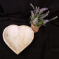 White Wood Heart Bread Dough Bowl, Rustic French Country Carved Centerpiece A10