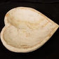 White Wood Heart Bread Dough Bowl, Rustic French Country Carved Centerpiece A10