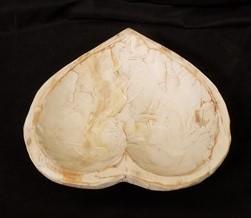 White Wood Heart Bread Dough Bowl, Rustic French Country Carved Centerpiece A10