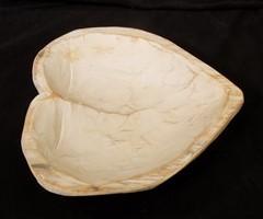 White Wood Heart Bread Dough Bowl, Rustic French Country Carved Centerpiece A8