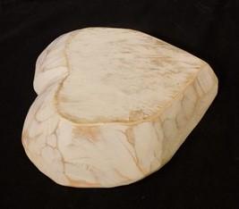 White Wood Heart Bread Dough Bowl, Rustic French Country Carved Centerpiece A8