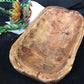 Small Dark Wood Bowl, Rustic Farmhouse Table Decor, Carved Wood Bread Bowl L,