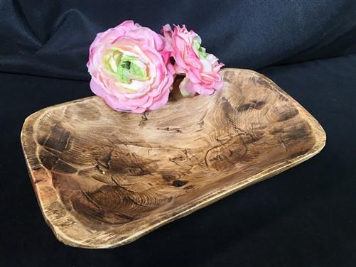 Small Dark Wood Bowl, Rustic Farmhouse Table Decor, Carved Wood Bread Bowl M,