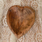 Mini Wooden Heart Bread Dough Bowl, Rustic French Country Carved Centerpiece X,