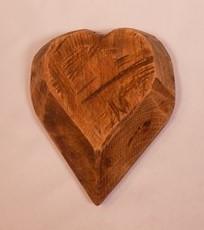 Mini Wooden Heart Bread Dough Bowl, Rustic French Country Carved Centerpiece Z,