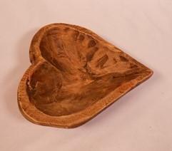 Mini Wooden Heart Bread Dough Bowl, Rustic French Country Carved Centerpiece A1,